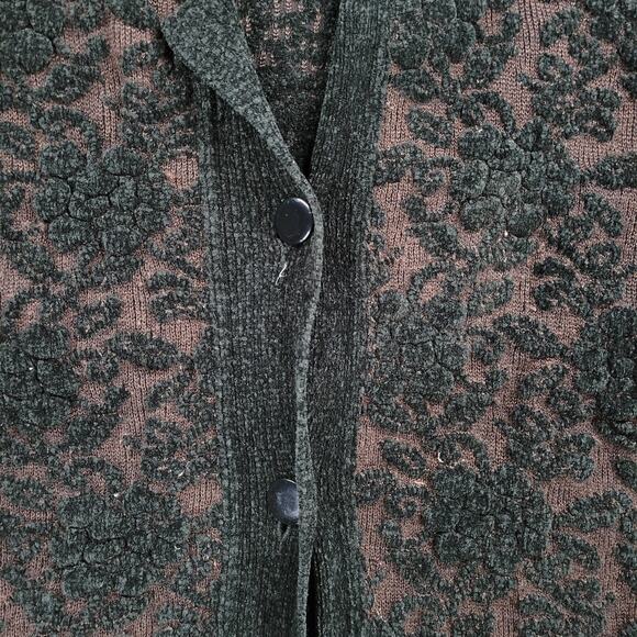 Maglificio Belvedere Womens Cardigan M Black Brown Floral Print Knit Embroidered - Picture 9 of 13